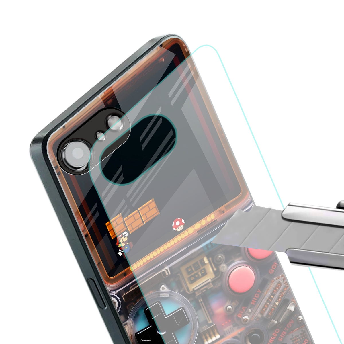 og gameboy back phone cover | glass case for iphone 16e