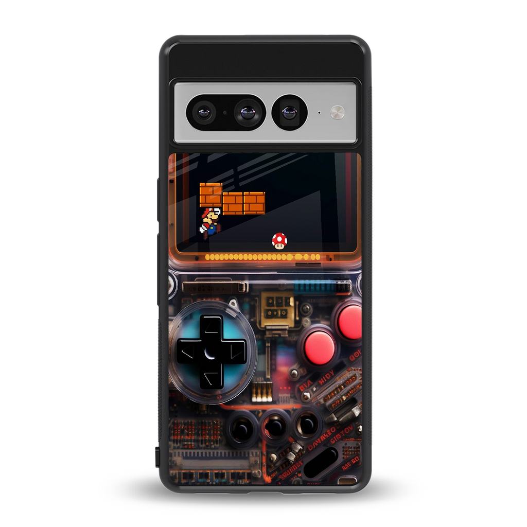 og gameboy back phone cover | glass case for google pixel 7 pro