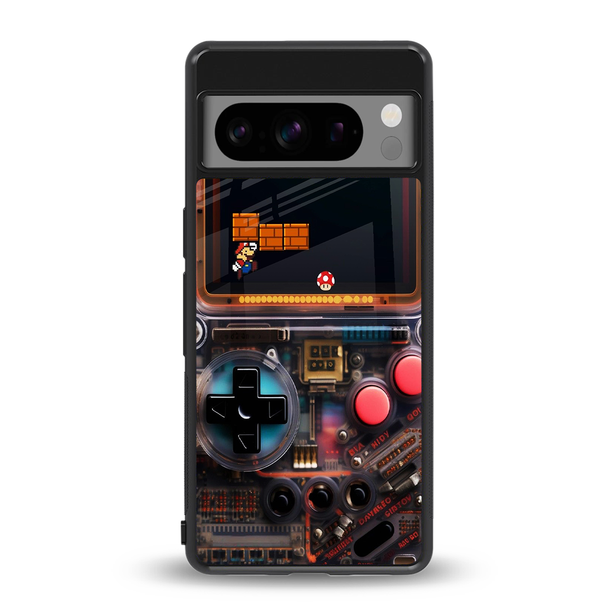 og gameboy back phone cover | glass case for google pixel 8 pro