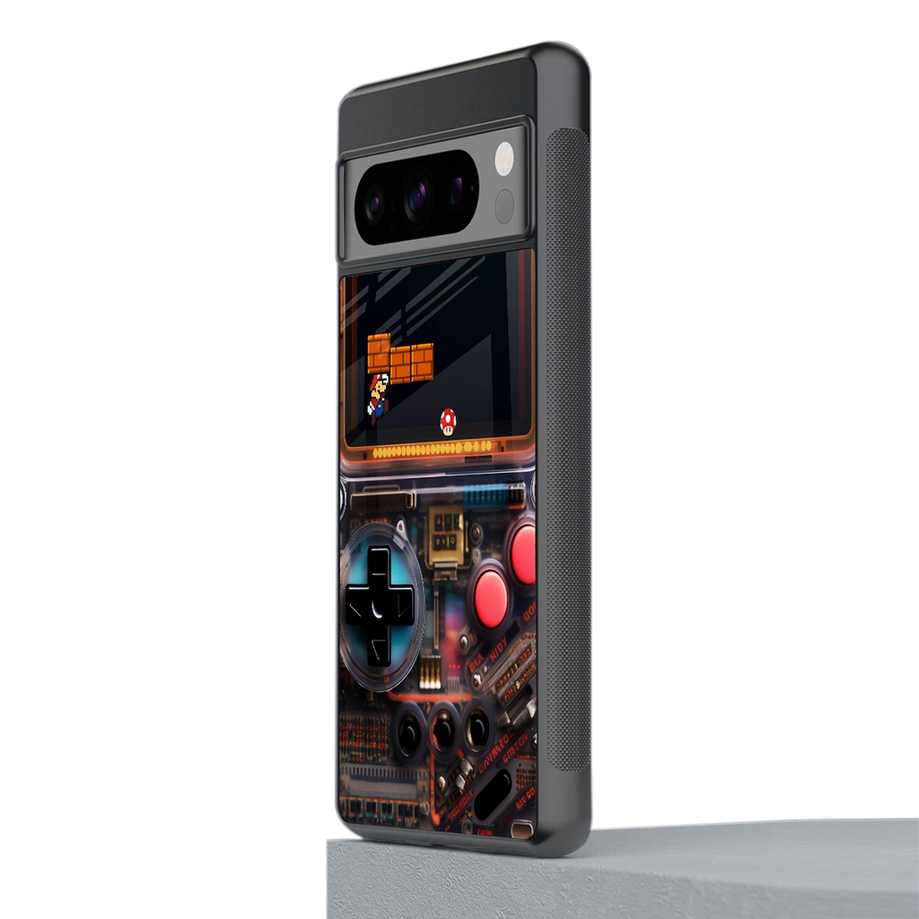 og gameboy back phone cover | glass case for google pixel 8 pro