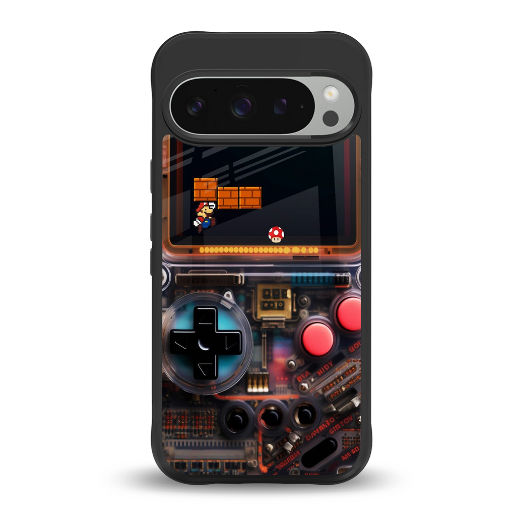 og gameboy back phone cover | glass case for google pixel 9 pro xl