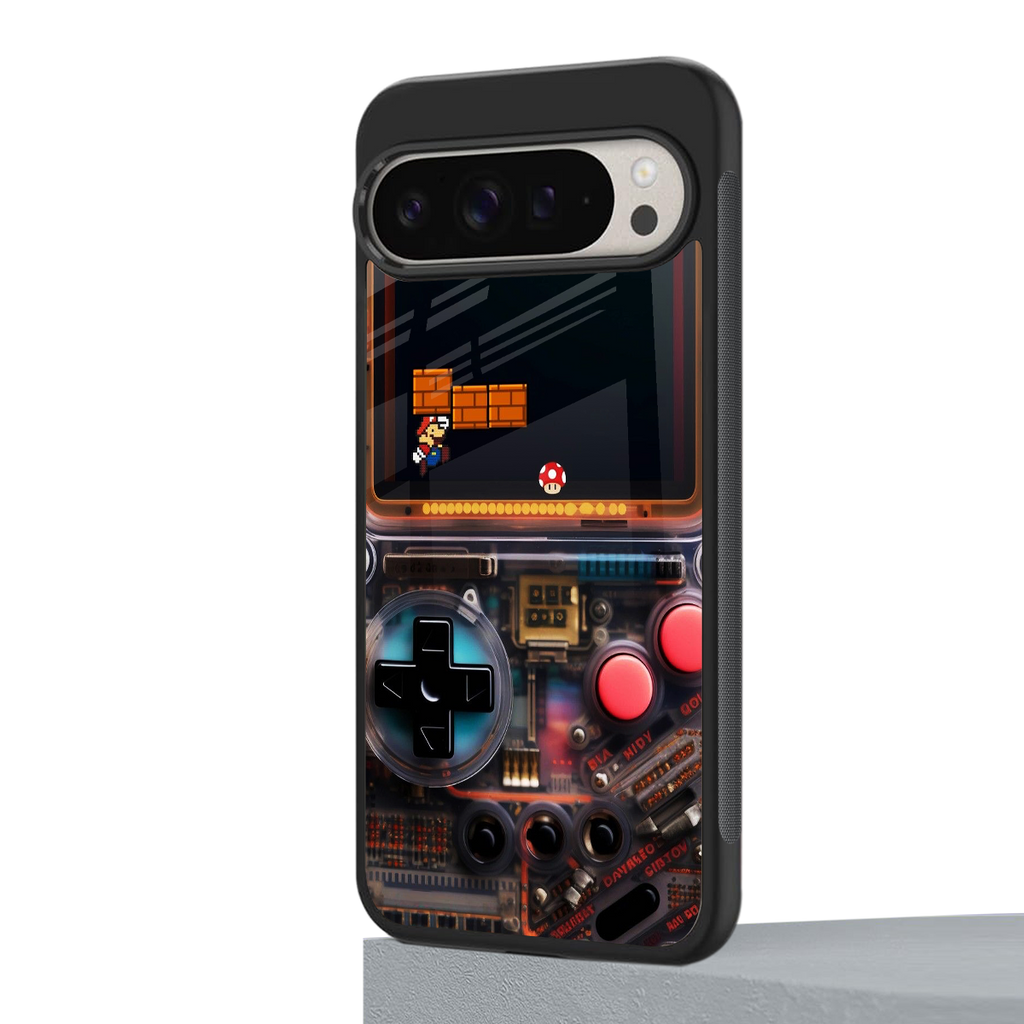 og gameboy back phone cover | glass case for google pixel 9 pro xl