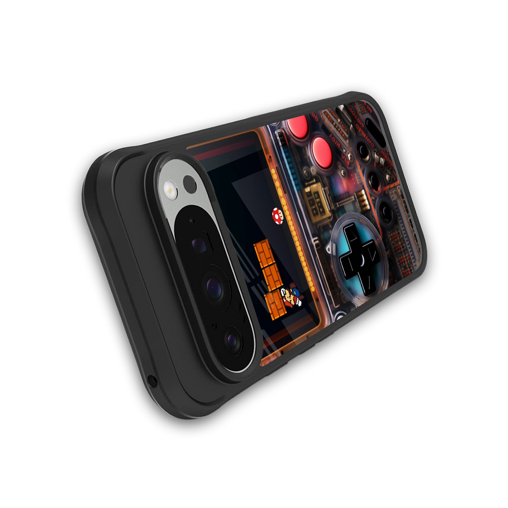 og gameboy back phone cover | glass case for google pixel 9 pro xl