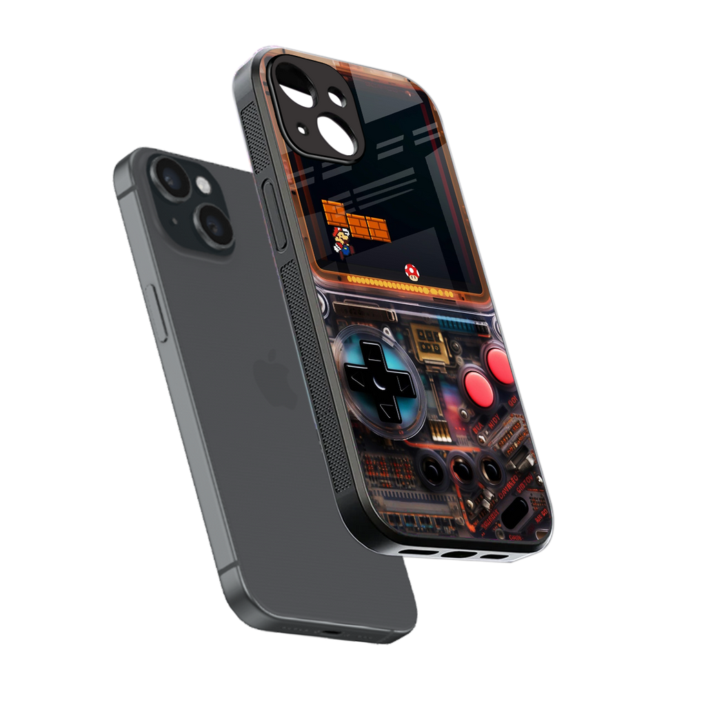 og gameboy back phone cover | glass case for iphone 15