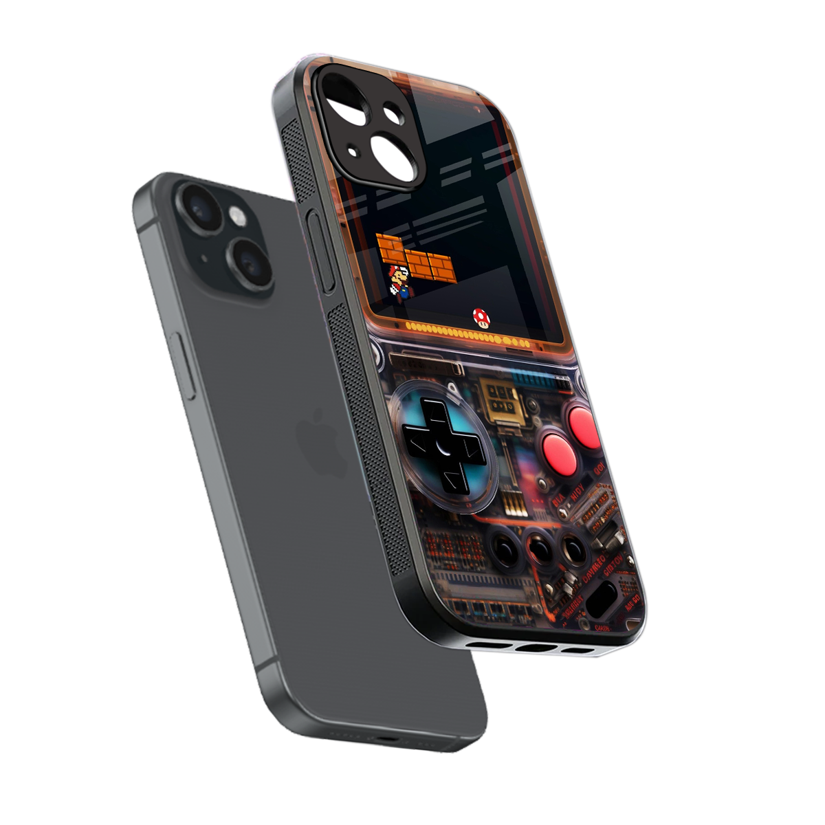 og gameboy back phone cover | glass case for iphone 15