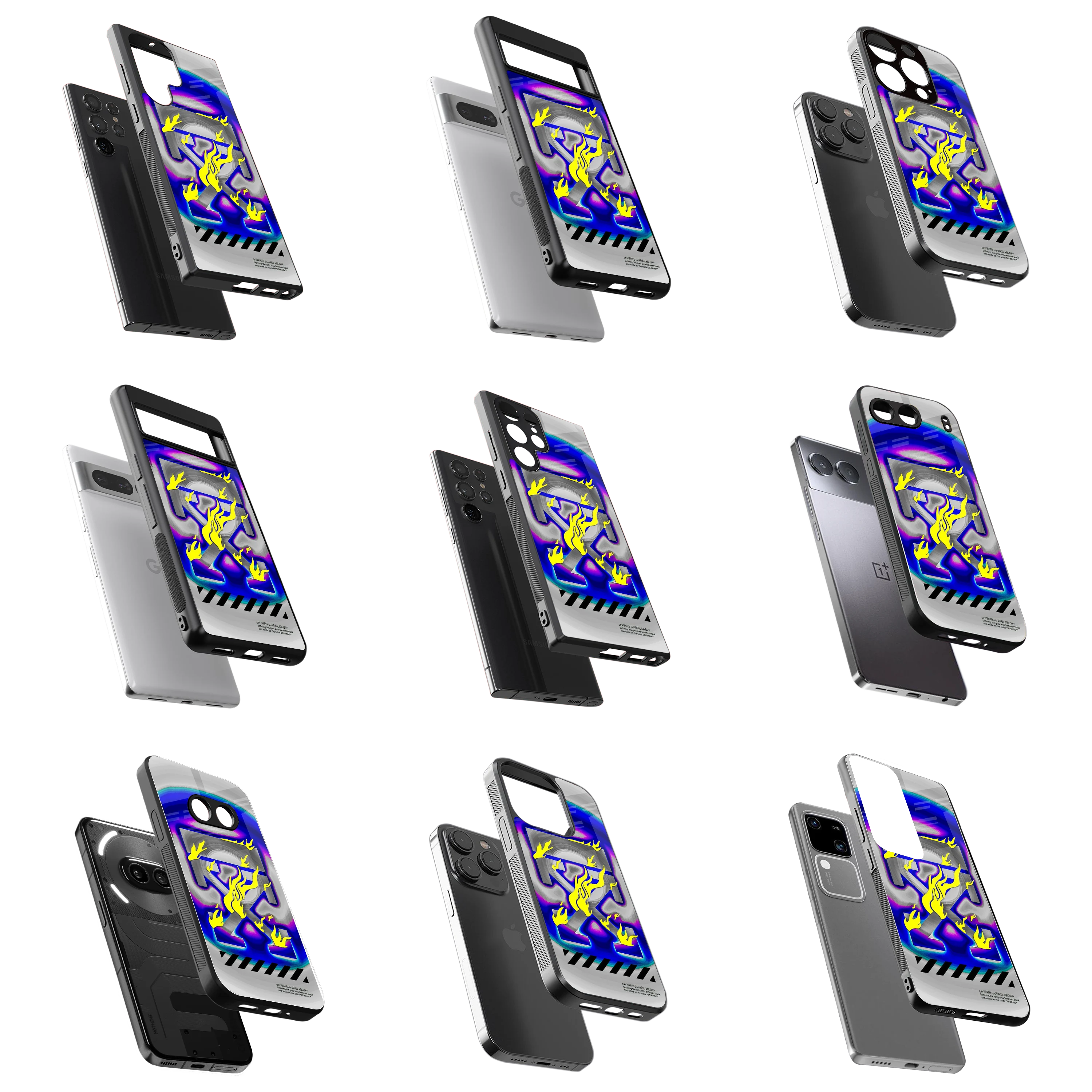 Durable Glass Back Mobile Case for iPhone, Samsung, OnePlus, Google Pixel, Redmi, Vivo, Oppo