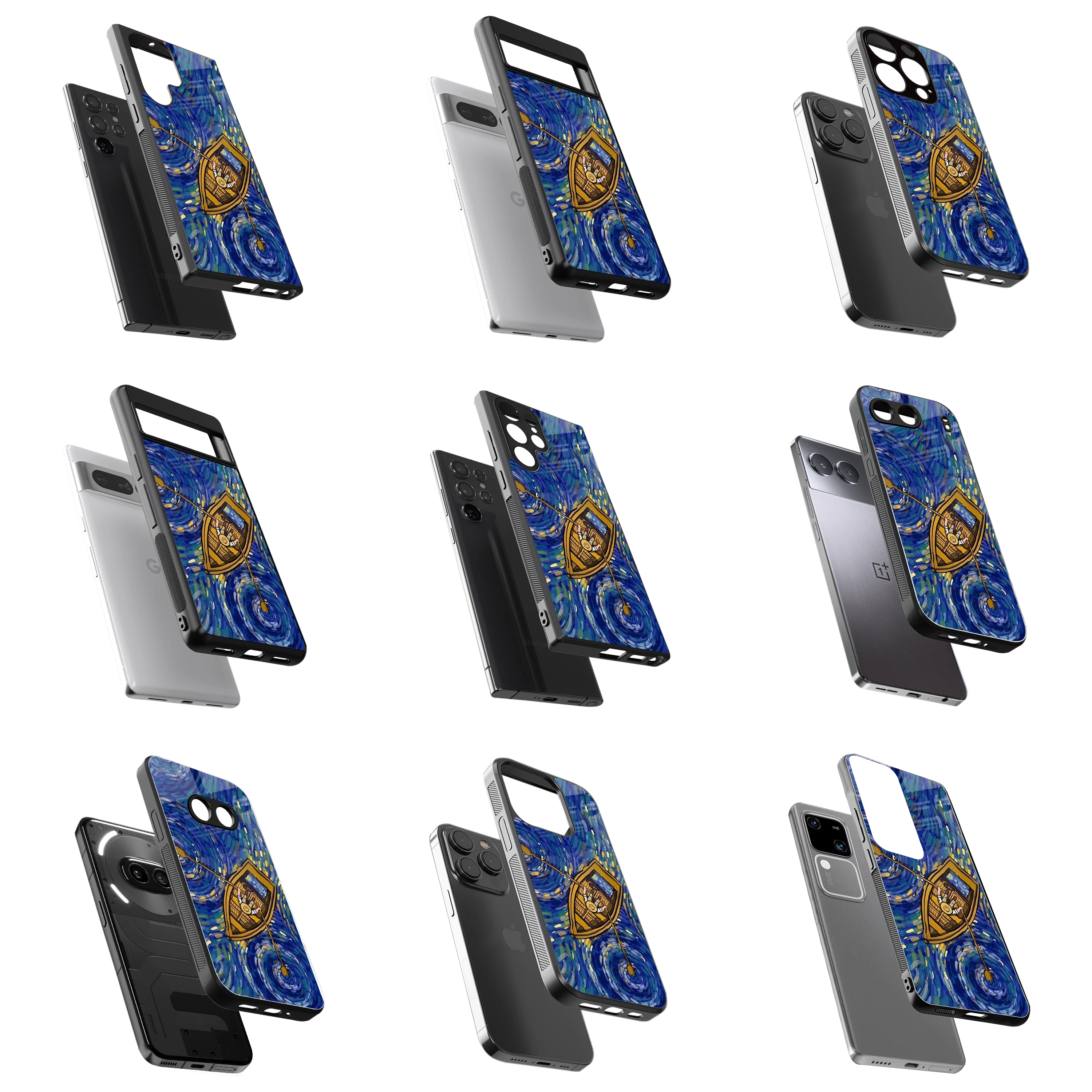 Durable Glass Back Mobile Case for iPhone, Samsung, OnePlus, Google Pixel, Redmi, Vivo, Oppo