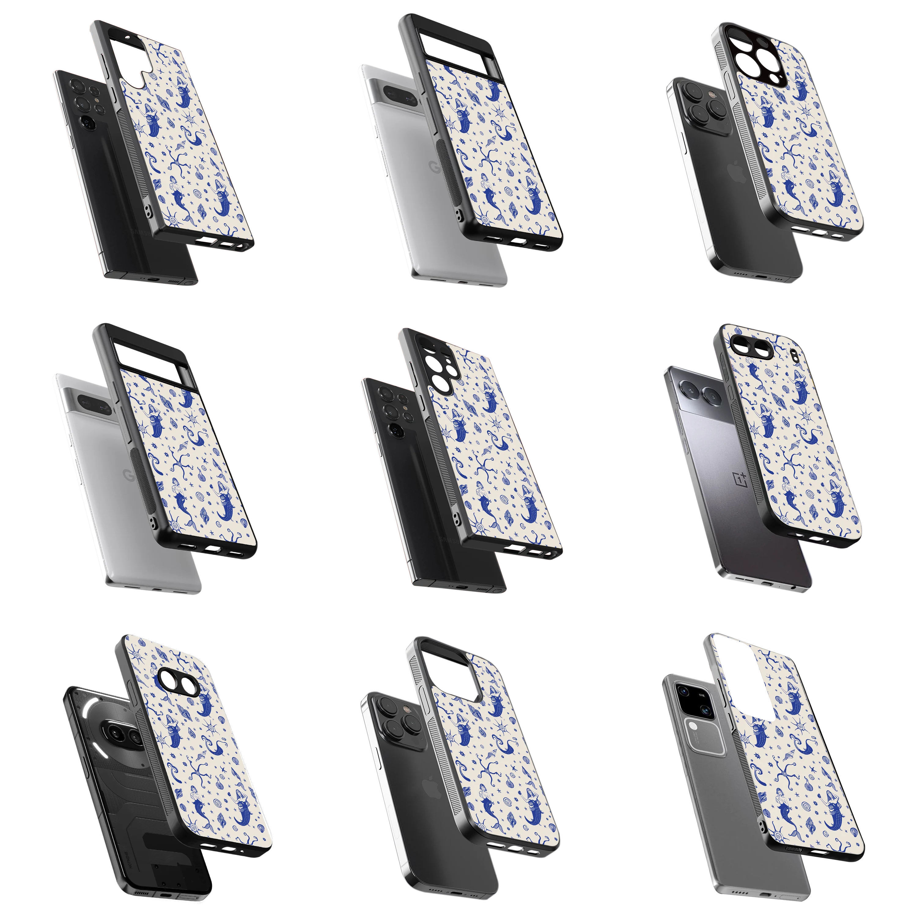 Durable Glass Back Mobile Case for iPhone, Samsung, OnePlus, Google Pixel, Redmi, Vivo, Oppo