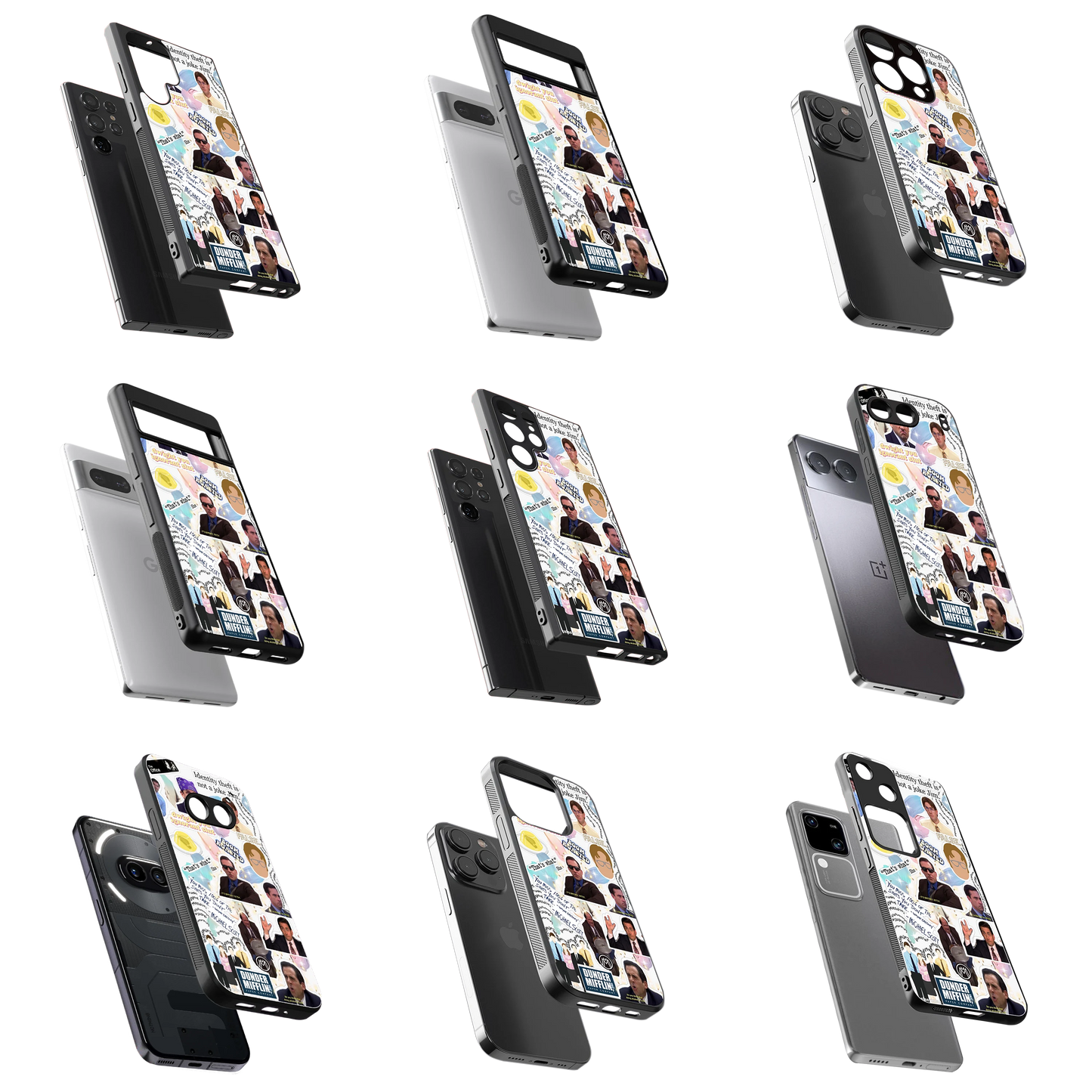Durable Glass Back Mobile Case for iPhone, Samsung, OnePlus, Google Pixel, Redmi, Vivo, Oppo