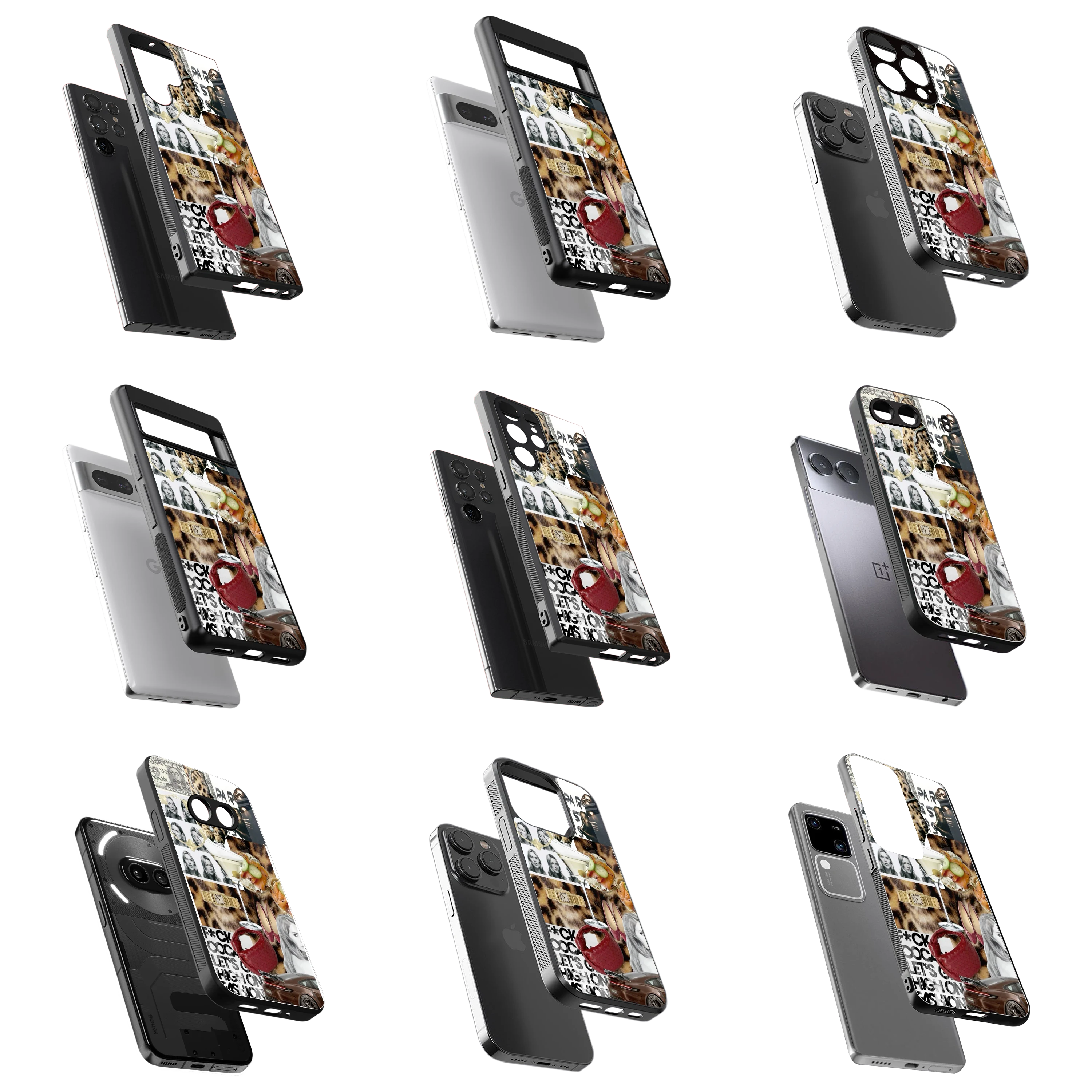 Durable Glass Back Mobile Case for iPhone, Samsung, OnePlus, Google Pixel, Redmi, Vivo, Oppo