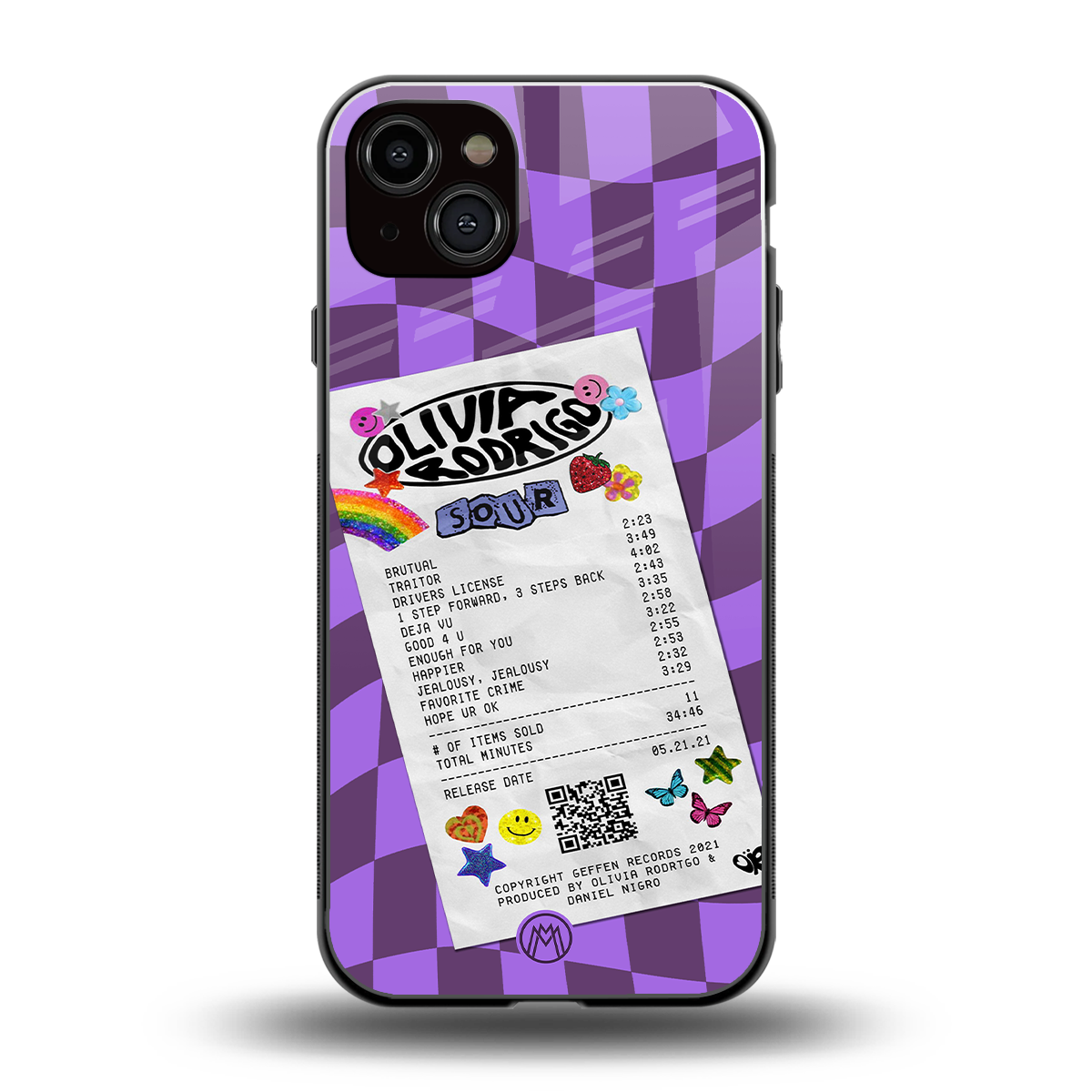 olivia rodrigo back phone cover | glass case for iphone 15 plus