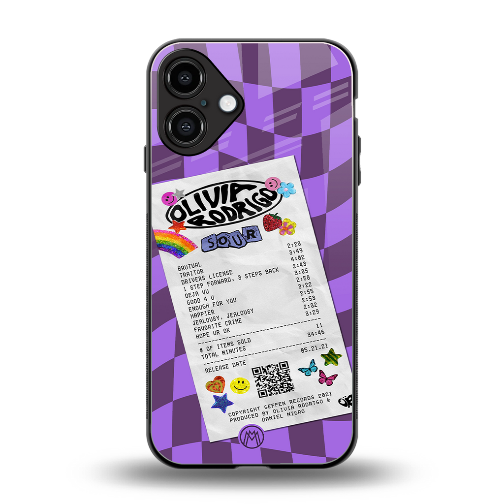 olivia rodrigo back phone cover | glass case for iphone 16 plus