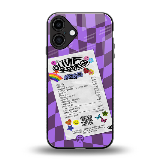 olivia rodrigo back phone cover | glass case for iphone 16 plus