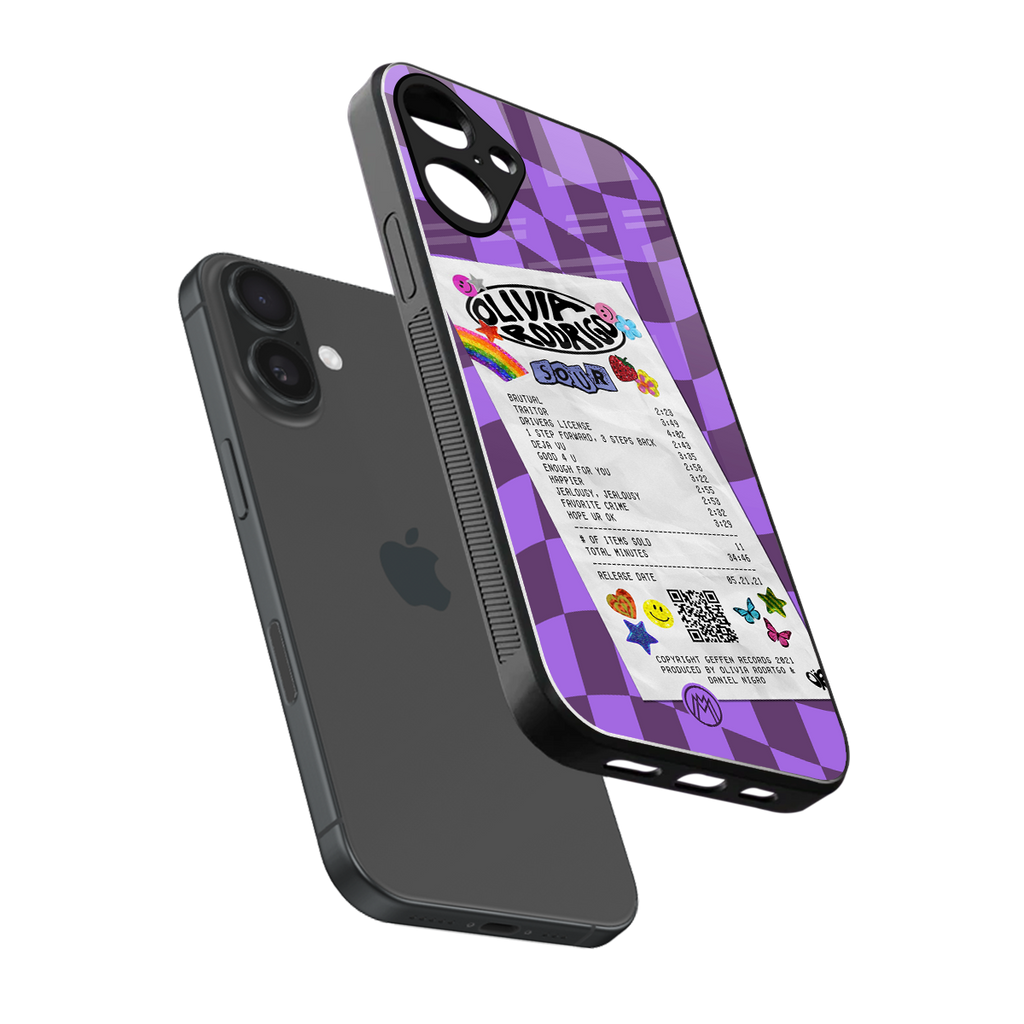 olivia rodrigo back phone cover | glass case for iphone 16 plus