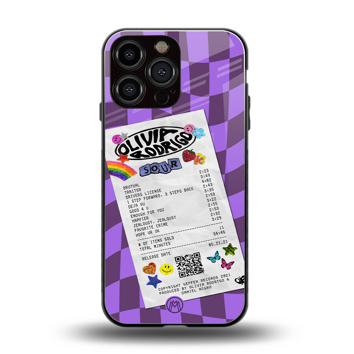 olivia rodrigo back phone cover | glass case for iphone 16 pro max