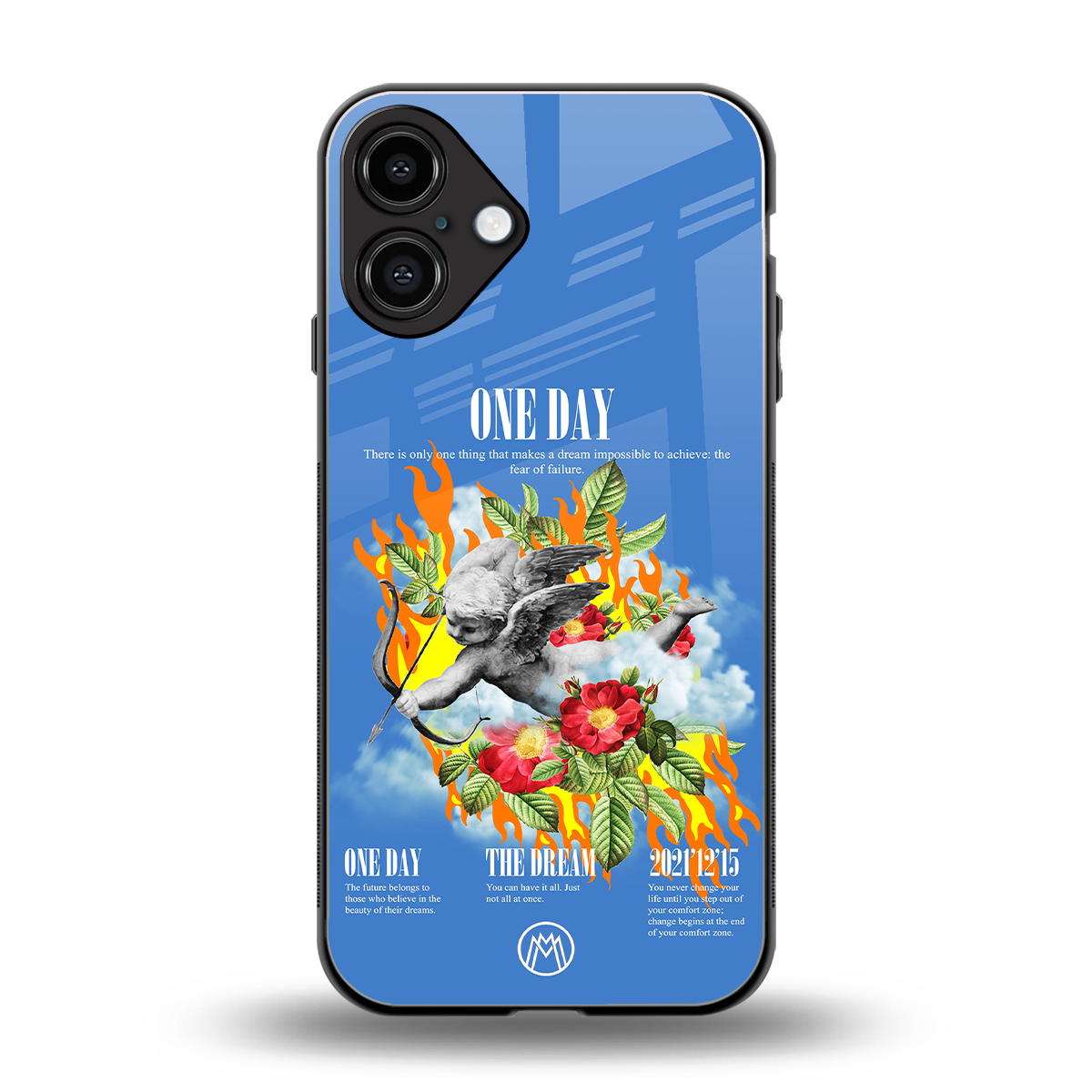 one day back phone cover | glass case for iphone 16 plus