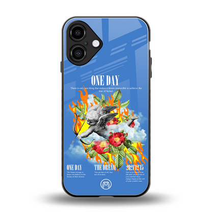 one day back phone cover | glass case for iphone 16 plus