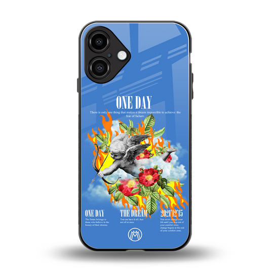 one day back phone cover | glass case for iphone 16 plus