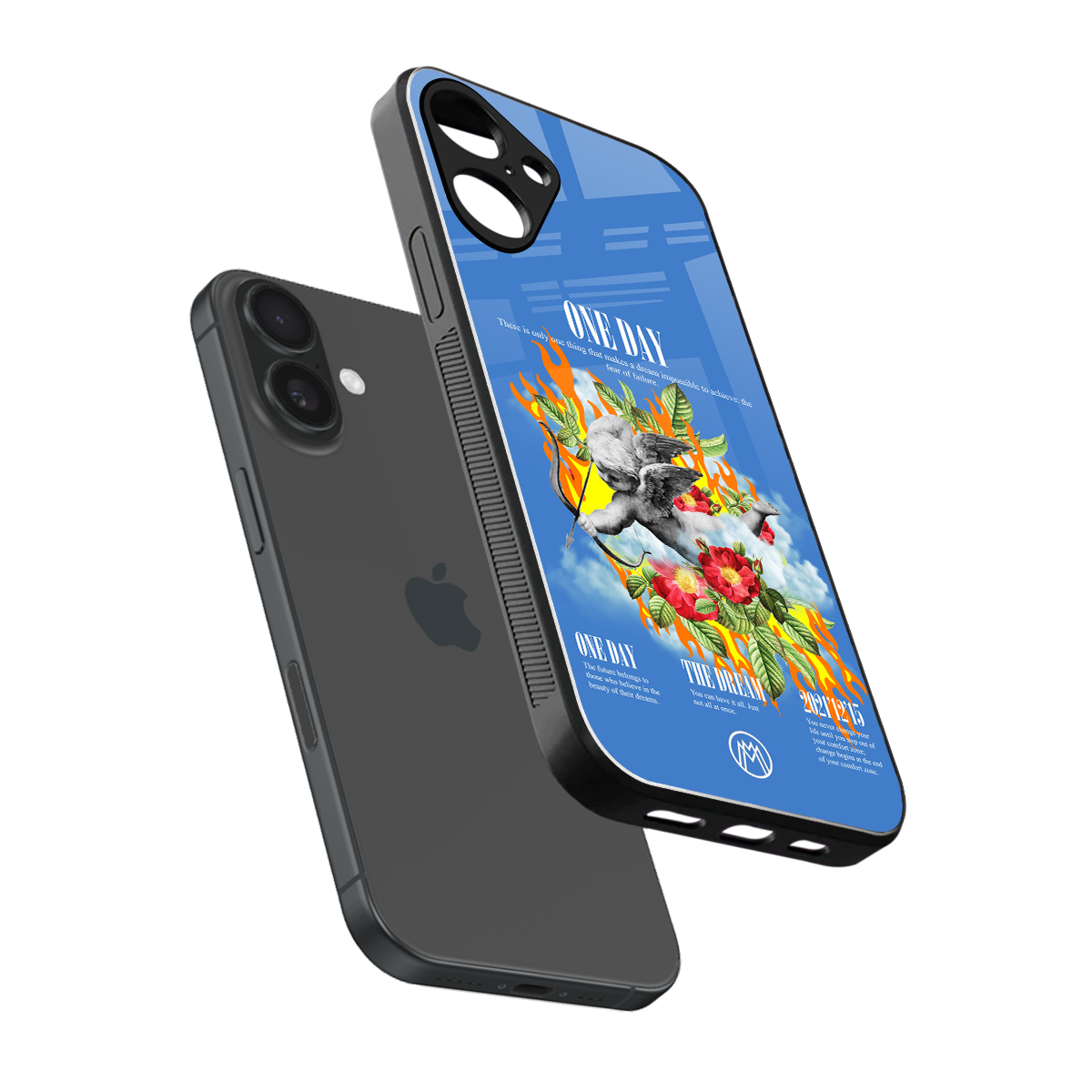 one day back phone cover | glass case for iphone 16 plus