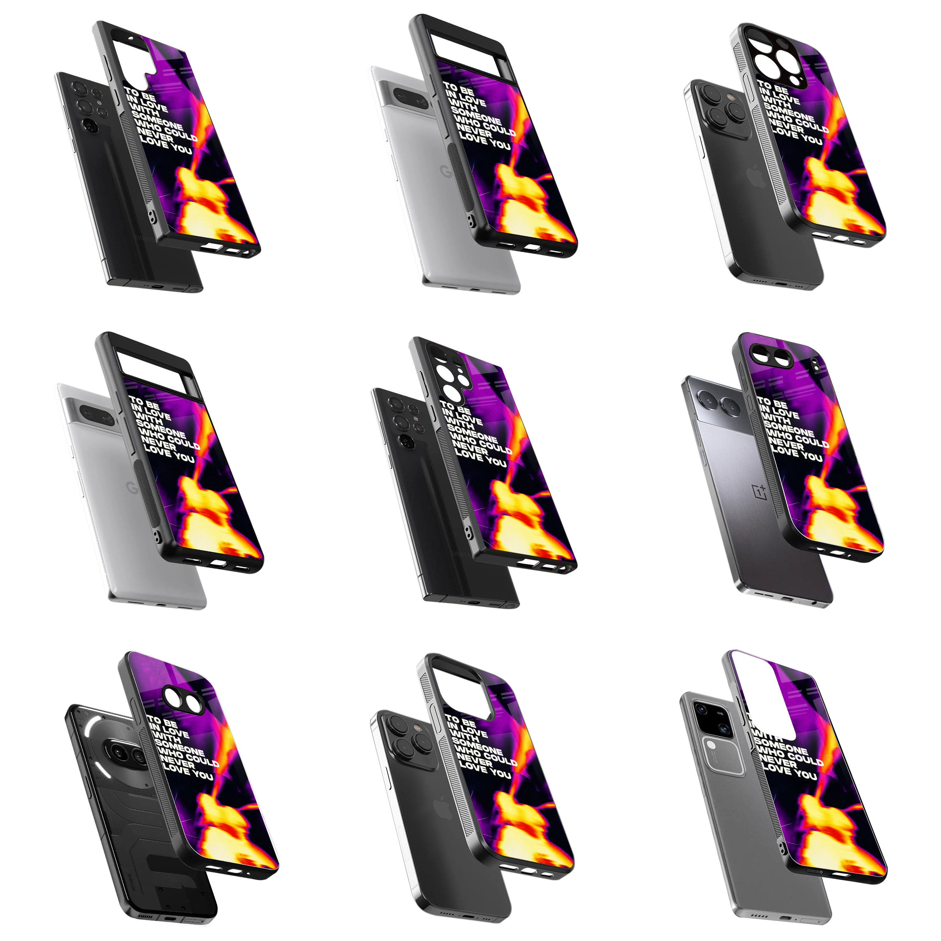 Durable Glass Back Mobile Case for iPhone, Samsung, OnePlus, Google Pixel, Redmi, Vivo, Oppo