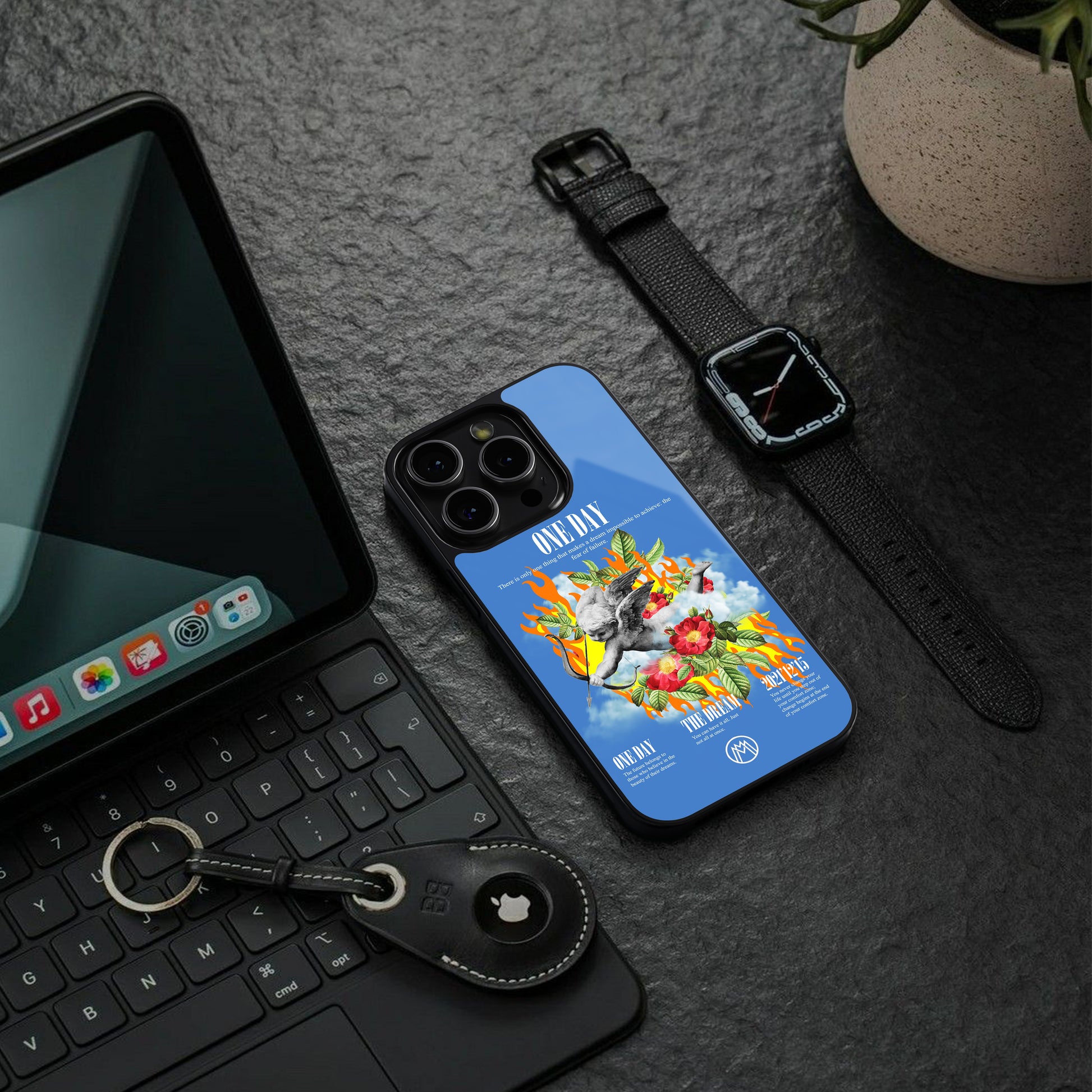 one day back phone cover | glass case for iphone 16 pro max