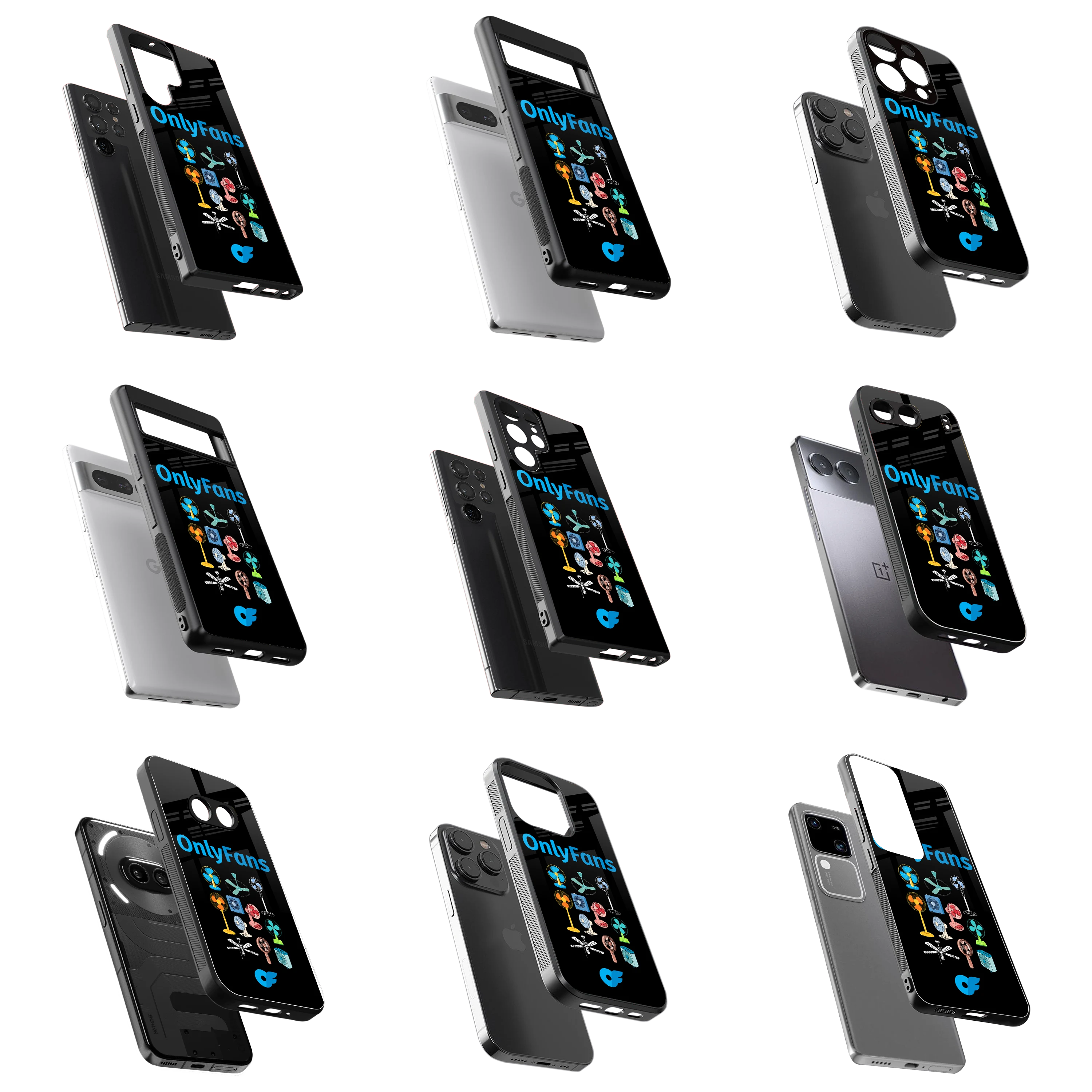 Durable Glass Back Mobile Case for iPhone, Samsung, OnePlus, Google Pixel, Redmi, Vivo, Oppo