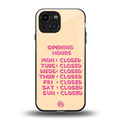 opening hours back phone cover | glass case for iphone 13 mini