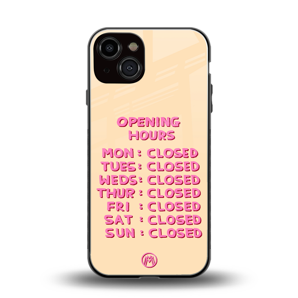 opening hours back phone cover | glass case for iphone 13