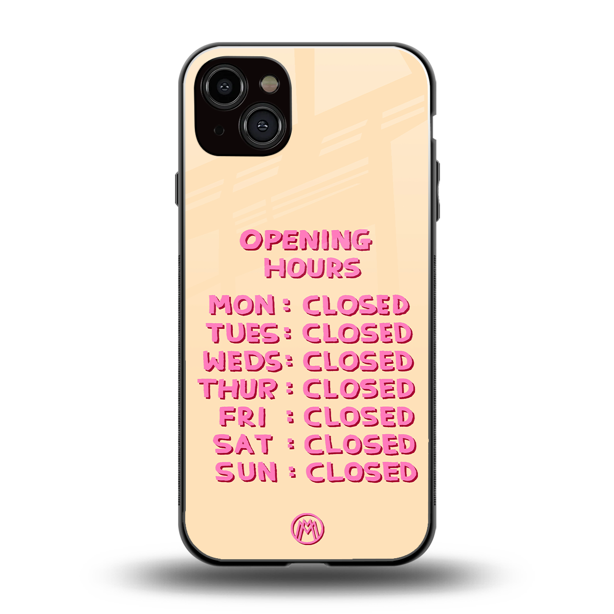 opening hours back phone cover | glass case for iphone 15 plus