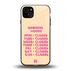opening hours back phone cover | glass case for iphone 14 plus