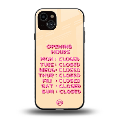 opening hours back phone cover | glass case for iphone 14 plus