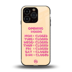 opening hours back phone cover | glass case for iphone 15 pro