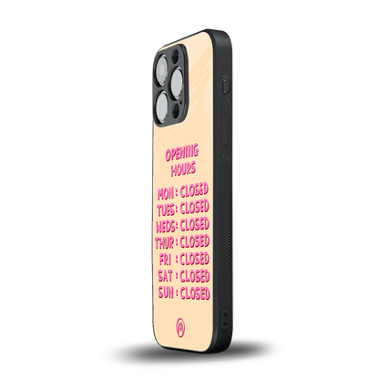 opening hours back phone cover | glass case for iphone 14 pro