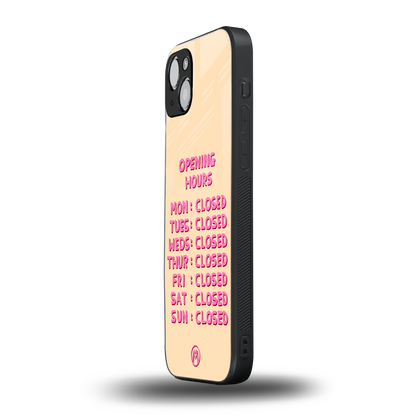 opening hours back phone cover | glass case for iphone 14