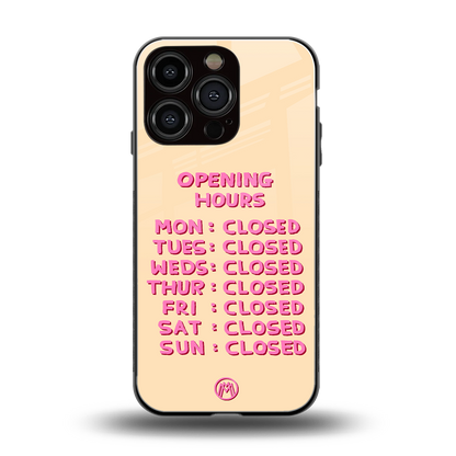 opening hours back phone cover | glass case for iphone 16 pro