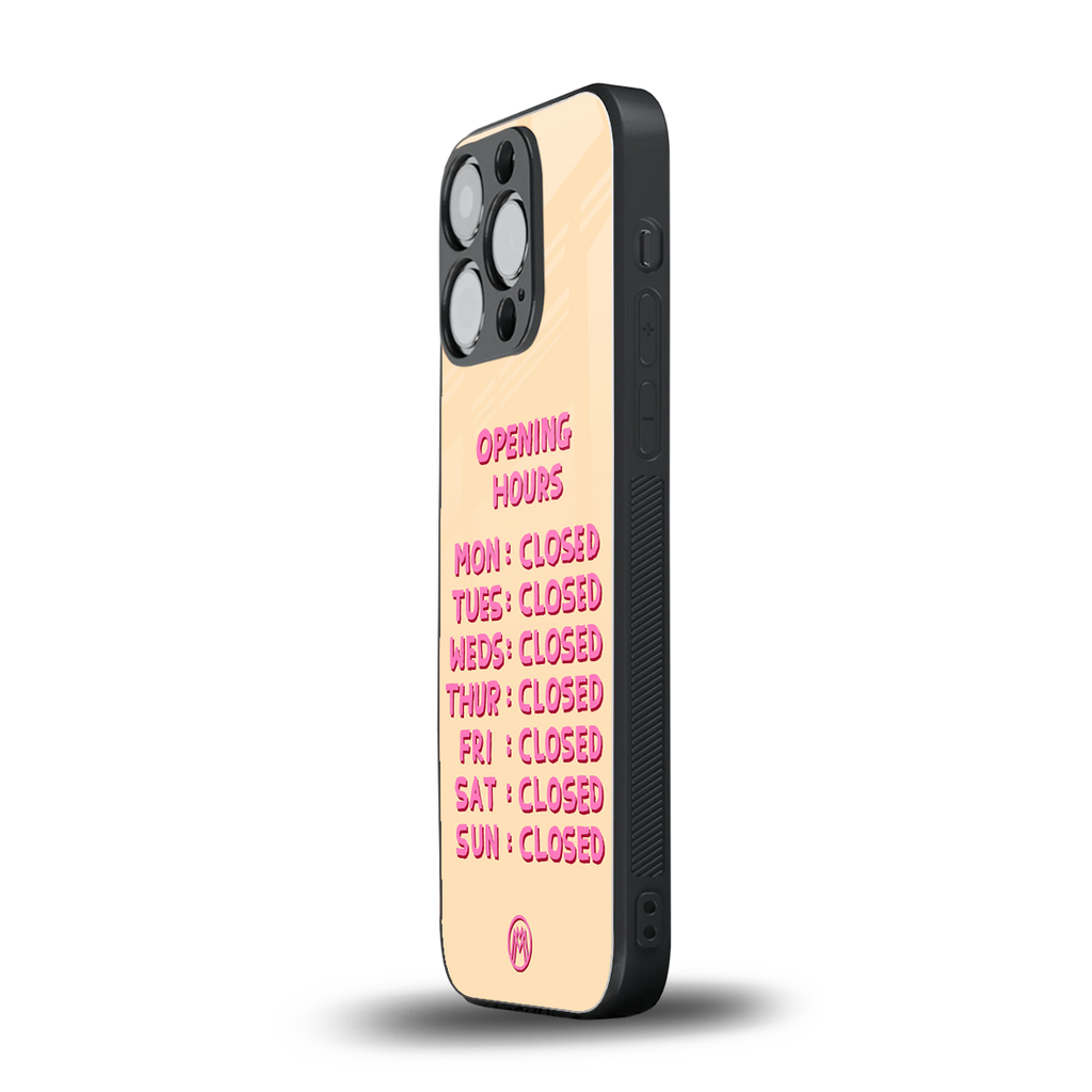 opening hours back phone cover | glass case for iphone 16 pro