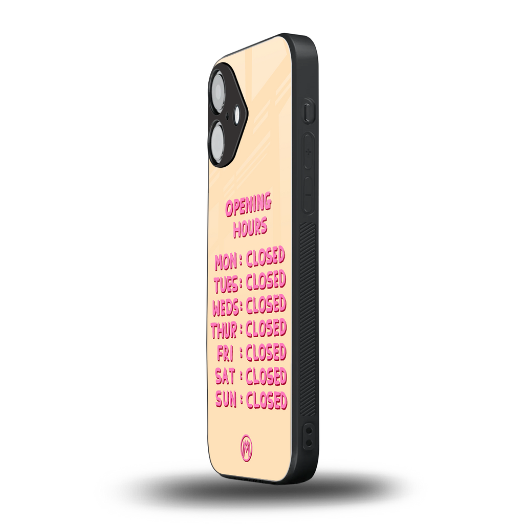 opening hours back phone cover | glass case for iphone 16