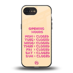 opening hours back phone cover | glass case for iphone 16e