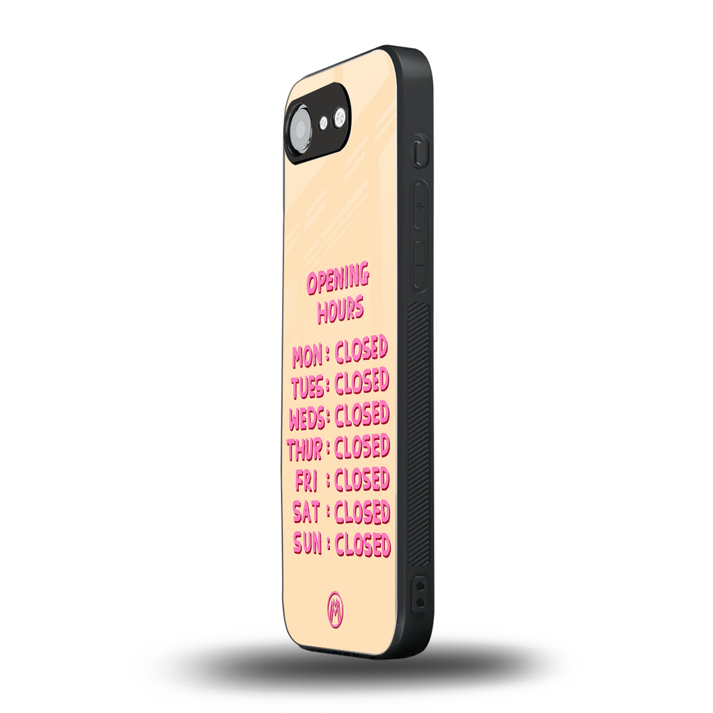 opening hours back phone cover | glass case for iphone 16e