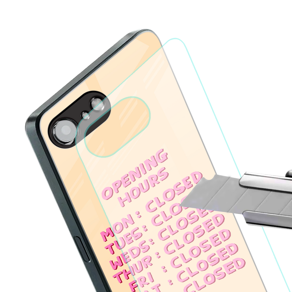opening hours back phone cover | glass case for iphone 16e