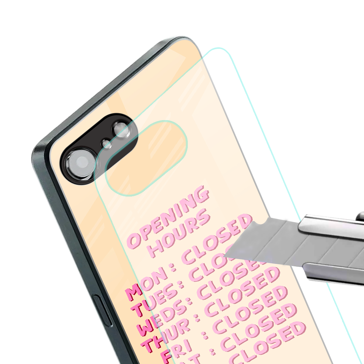 opening hours back phone cover | glass case for iphone 16e