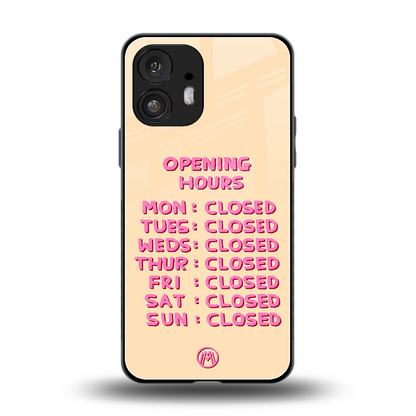 opening hours back phone cover | glass case for nothing phone 2