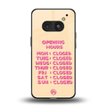 opening hours back phone cover | glass case for nothing phone 2a