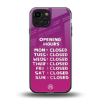 opening hours pink edition back phone cover | glass case for iphone 13 mini