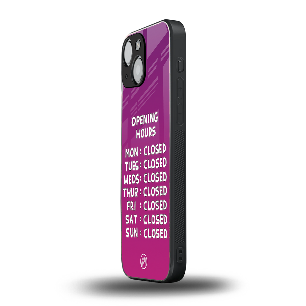 opening hours pink edition back phone cover | glass case for iphone 13 mini