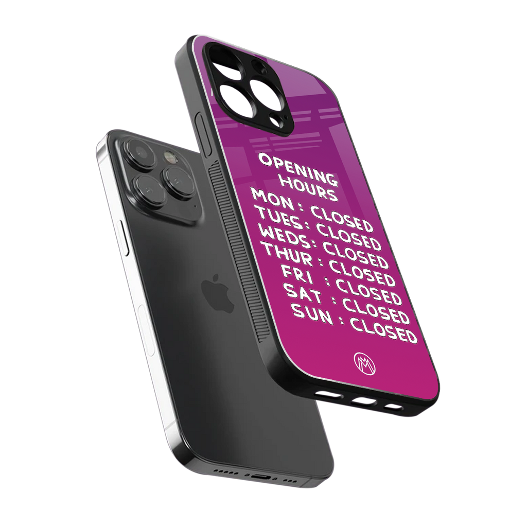 opening hours pink edition back phone cover | glass case for iphone 13 pro max
