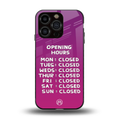 opening hours pink edition back phone cover | glass case for iphone 13 pro