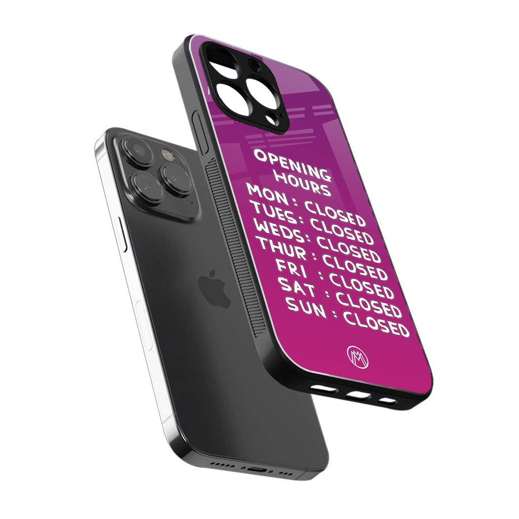 opening hours pink edition back phone cover | glass case for iphone 13 pro