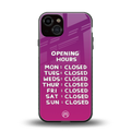 opening hours pink edition back phone cover | glass case for iphone 13