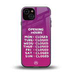 opening hours pink edition back phone cover | glass case for iphone 13